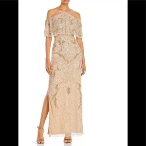 Light Gold Sequin Cold Shoulder Aidan Mattox Gown